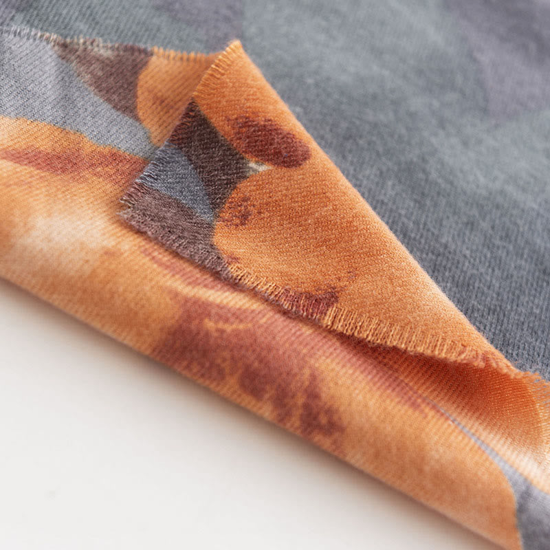 Buddha Stonesチベットショール 芸術的なスタイル ハイビスカス シリアカス プリント 秋冬 心地よい 暖かい スカーフ ラップ - image 8