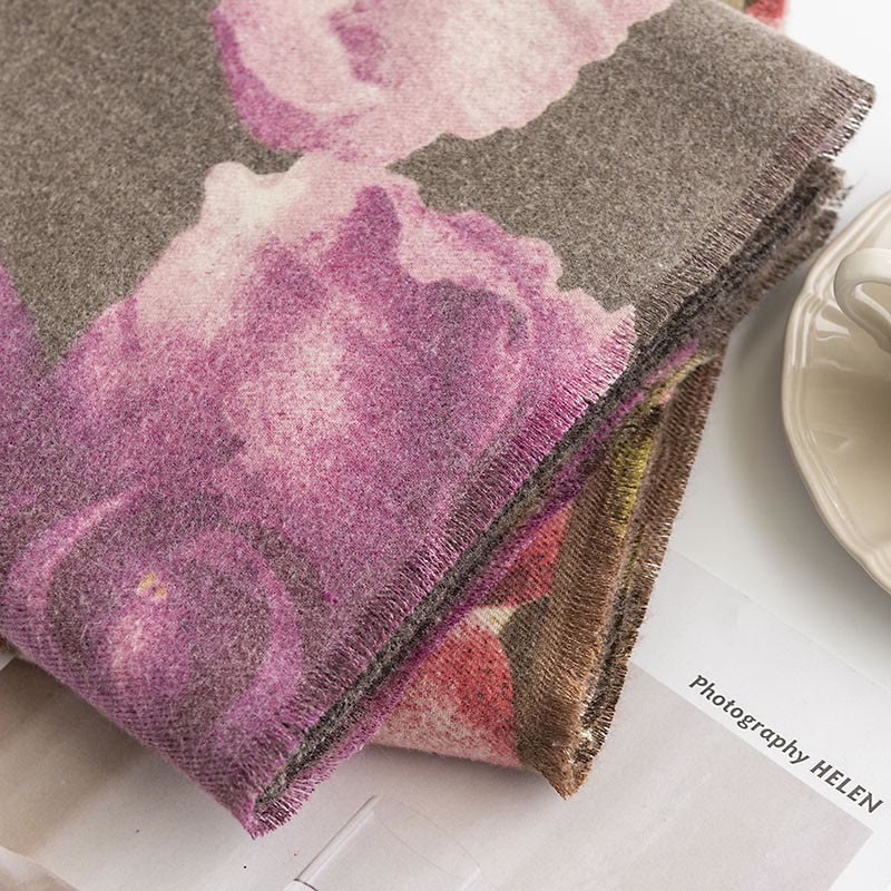 Buddha Stonesチベットショール 芸術的なスタイル ハイビスカス シリアカス プリント 秋冬 心地よい 暖かい スカーフ ラップ - image 22