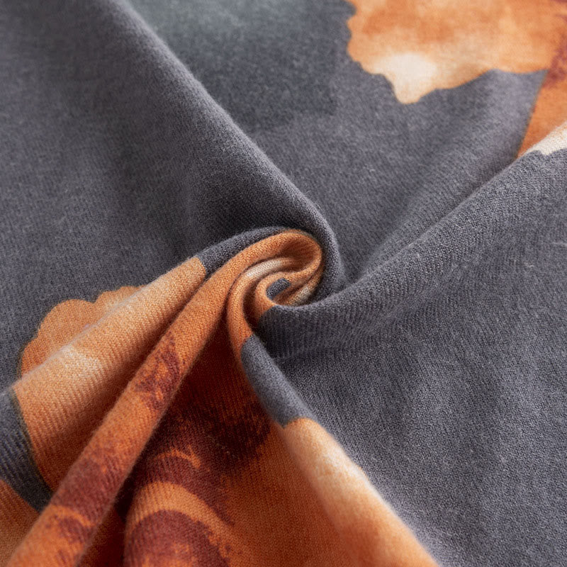 Buddha Stonesチベットショール 芸術的なスタイル ハイビスカス シリアカス プリント 秋冬 心地よい 暖かい スカーフ ラップ - image 5