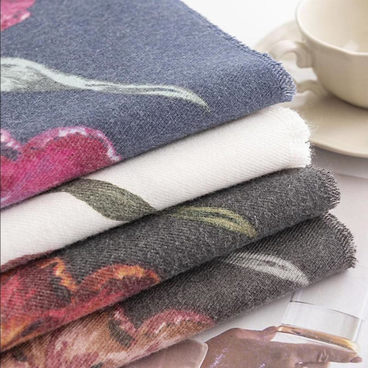 Buddha Stonesチベットショール エレガントな花柄 秋冬 ソフト 暖かい スカーフ ラップ - image 15