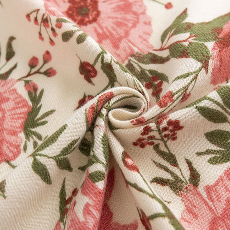 Buddha Stonesチベットショール エレガントでスイートなスタイル 大きな花の葉プリント 秋冬 ソフトで暖かいスカーフラップ - image 4