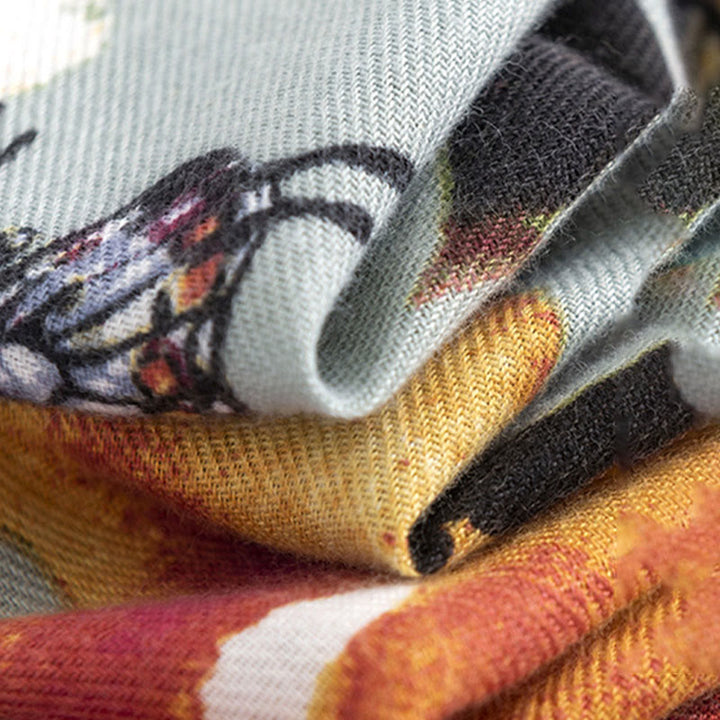 Buddha Stonesチベットのカラフルな蝶の花柄ショール秋冬ソフト暖かいスカーフラップ - image 5