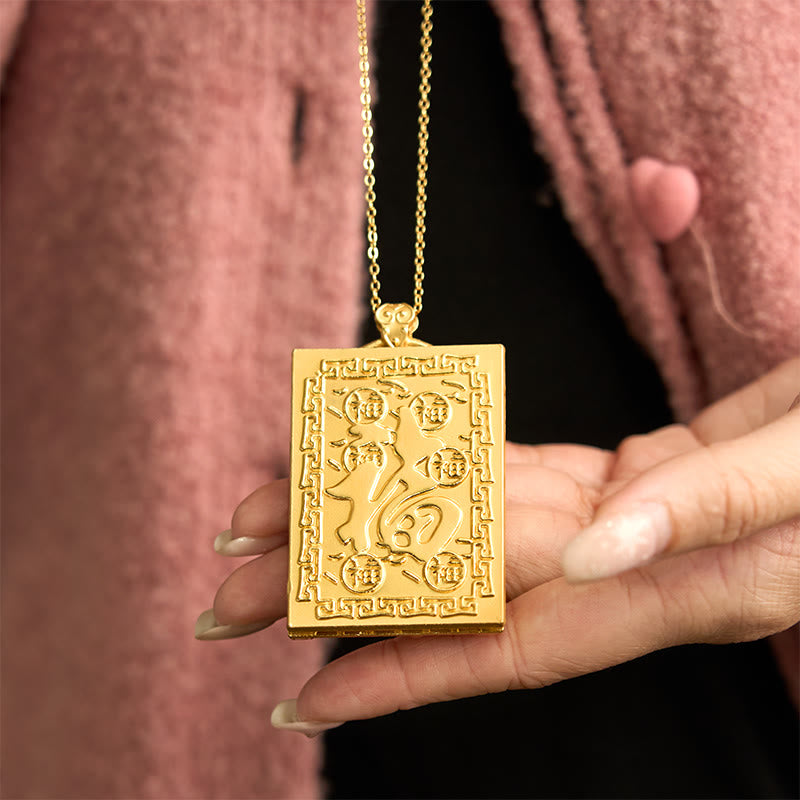 Buddha Stones龍金メッキ銅和田翡翠力強いネックレスペンダント - image 5