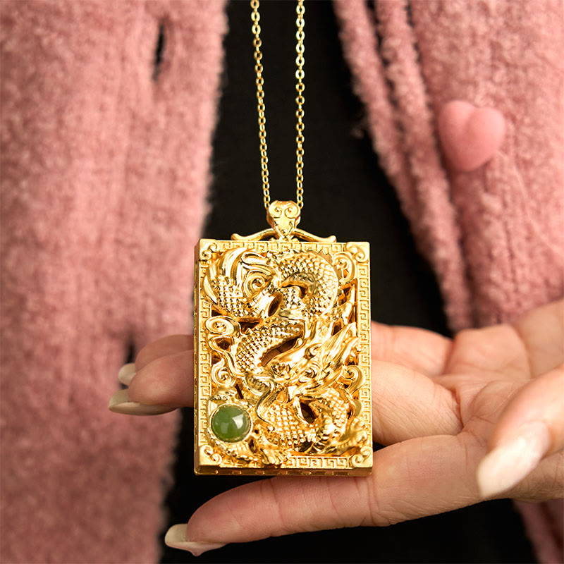 Buddha Stones龍金メッキ銅和田翡翠力強いネックレスペンダント - image 6