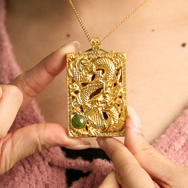 Buddha Stones龍金メッキ銅和田翡翠力強いネックレスペンダント - image 7