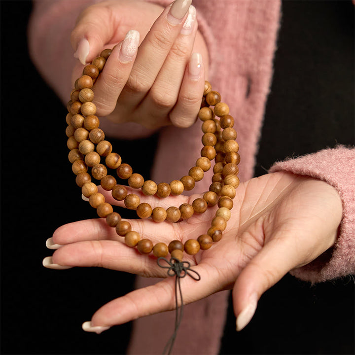 Buddha Stones 108Mala雷撃 桃色 手磨き 護身ブレスレット