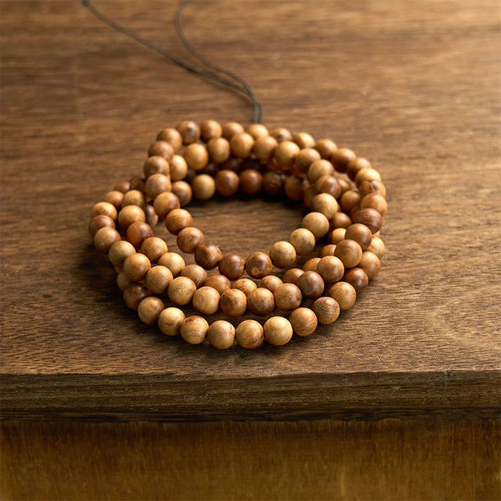 Buddha Stones 108マーラー数珠雷撃 桃色 手磨き守護ブレスレット - image 6