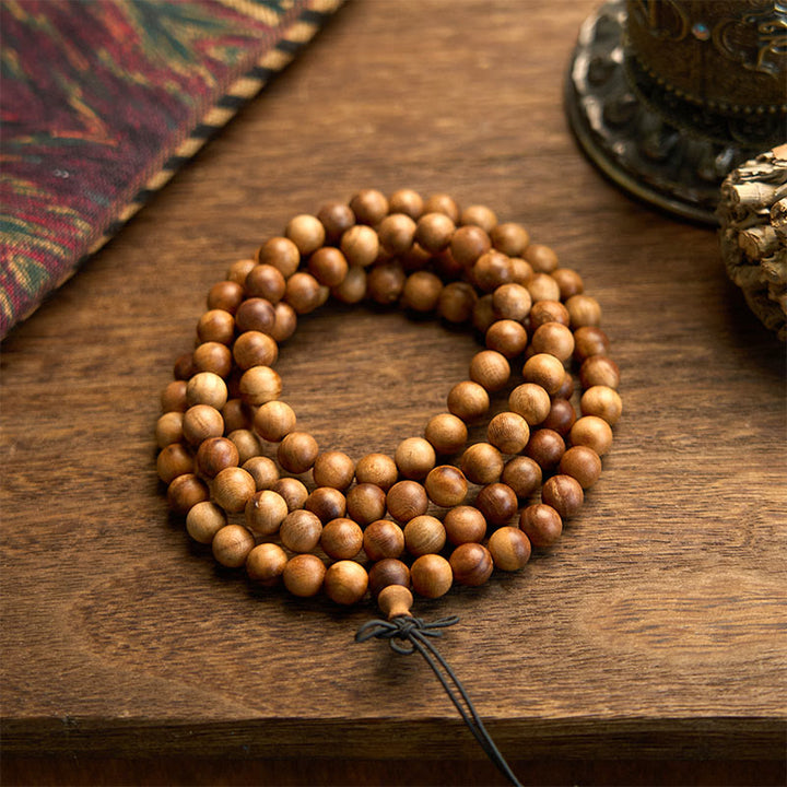 Buddha Stones 108マーラー数珠雷撃 桃色 手磨き守護ブレスレット - image 5