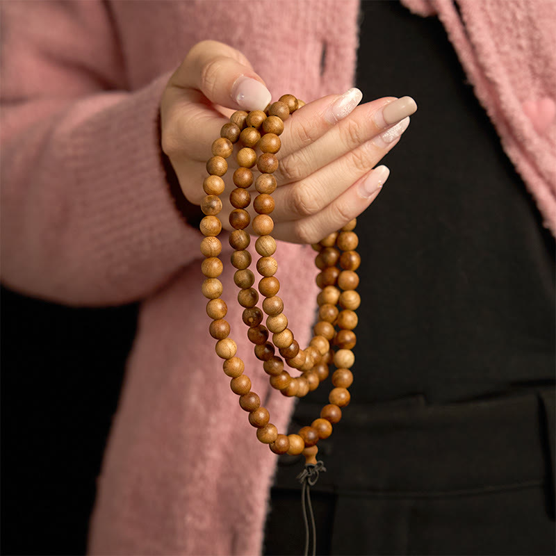 Buddha Stones 108マーラー数珠雷撃 桃色 手磨き守護ブレスレット - image 2