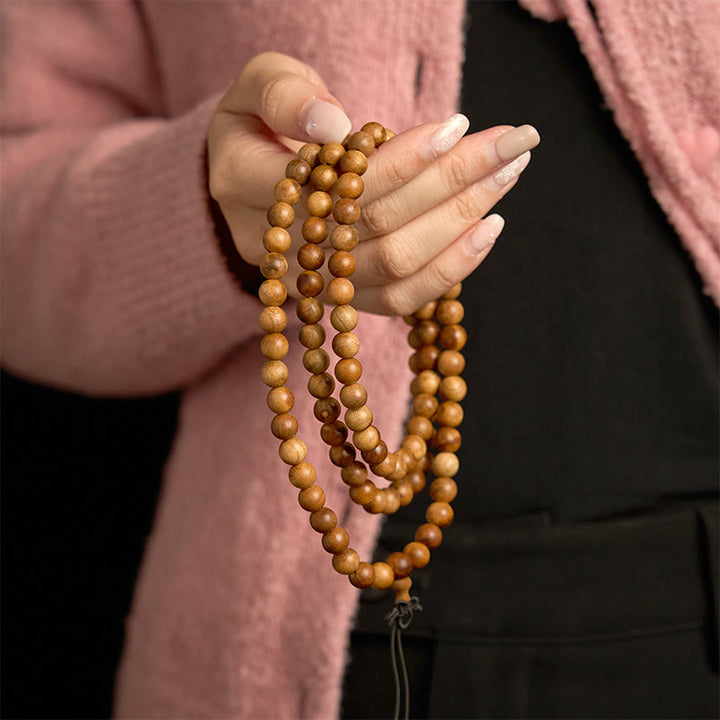 Buddha Stones 108マーラー数珠雷撃 桃色 手磨き守護ブレスレット - image 2