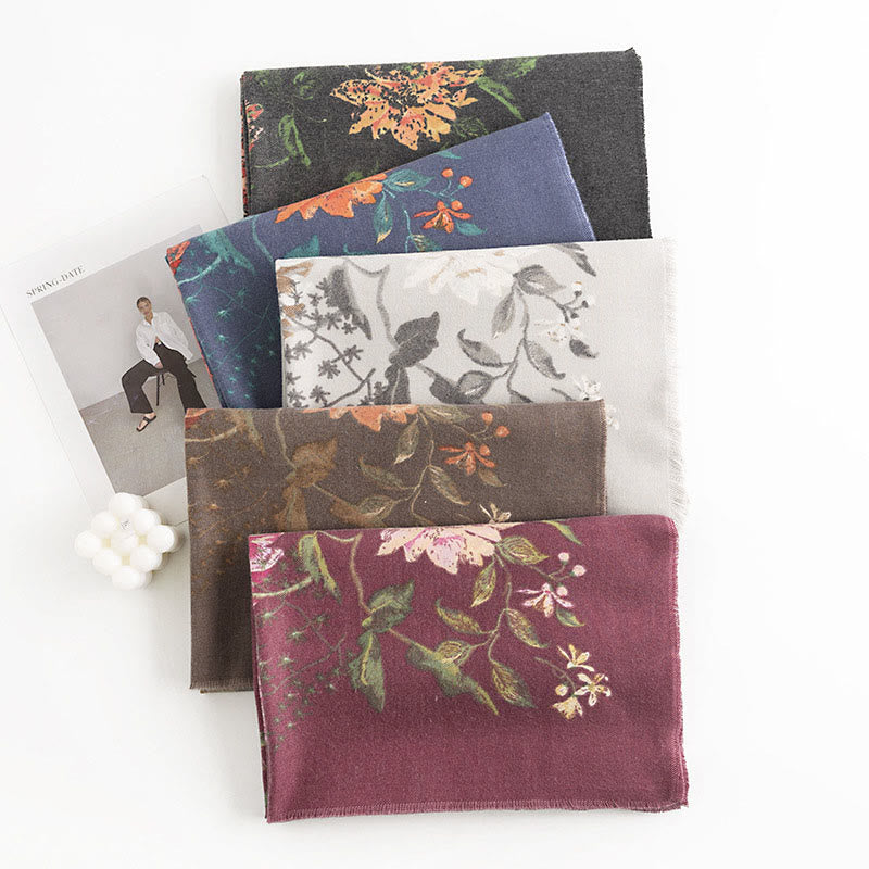 Buddha Stonesチベットマルチフローラローズプリント柄デザインショール秋冬心地良い暖かいスカーフラップ - image 1