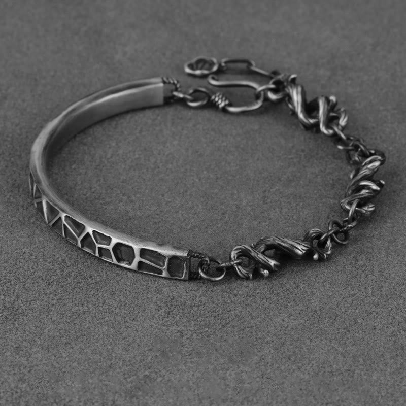 Buddha Stonesスターリングシルバーハンマーパターントゲプロテクションハーフブレスレット