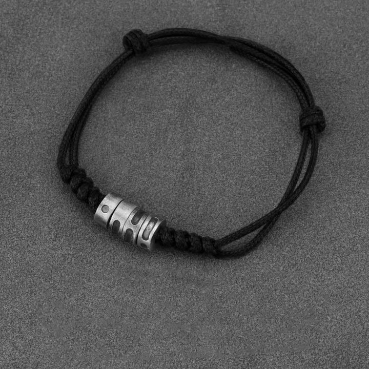 Buddha Stones999スターリングシルバー モールス信号ワックスロープ 祝福ブレスレット