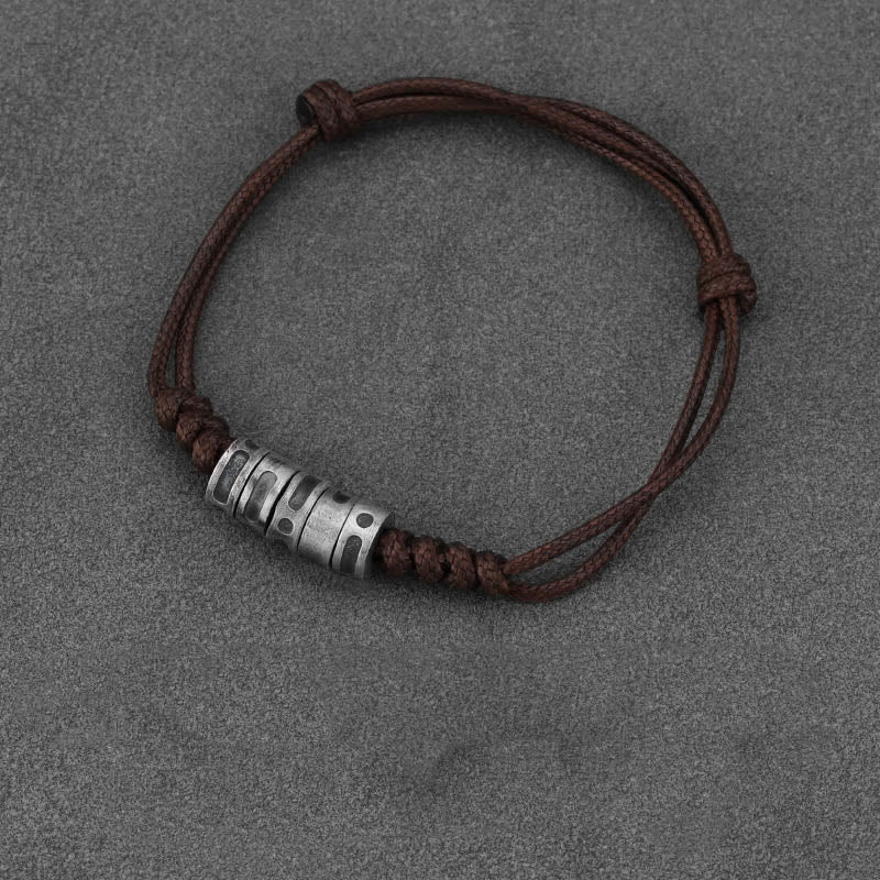 Buddha Stones999スターリングシルバー モールス信号ワックスロープ 祝福ブレスレット