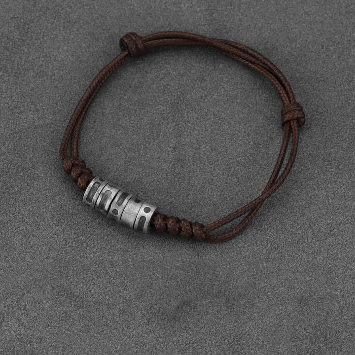Buddha Stones999スターリングシルバー モールス信号ワックスロープ 祝福ブレスレット