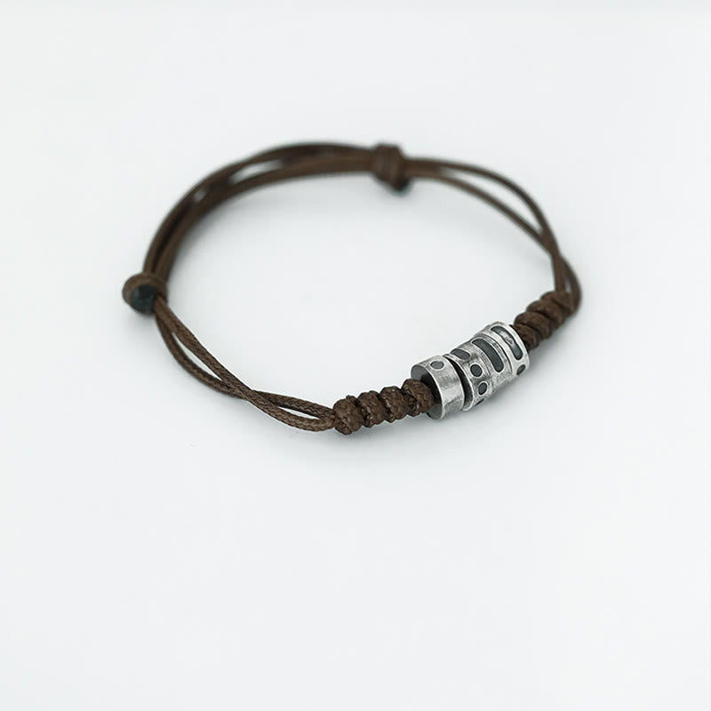 Buddha Stones999スターリングシルバー モールス信号ワックスロープ 祝福ブレスレット