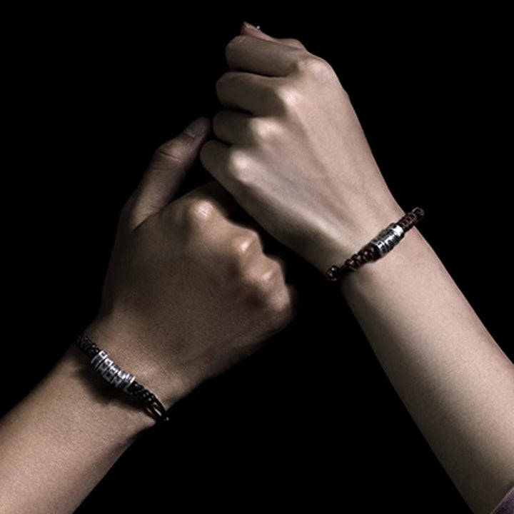 Buddha Stones999スターリングシルバー モールス信号ワックスロープ 祝福ブレスレット