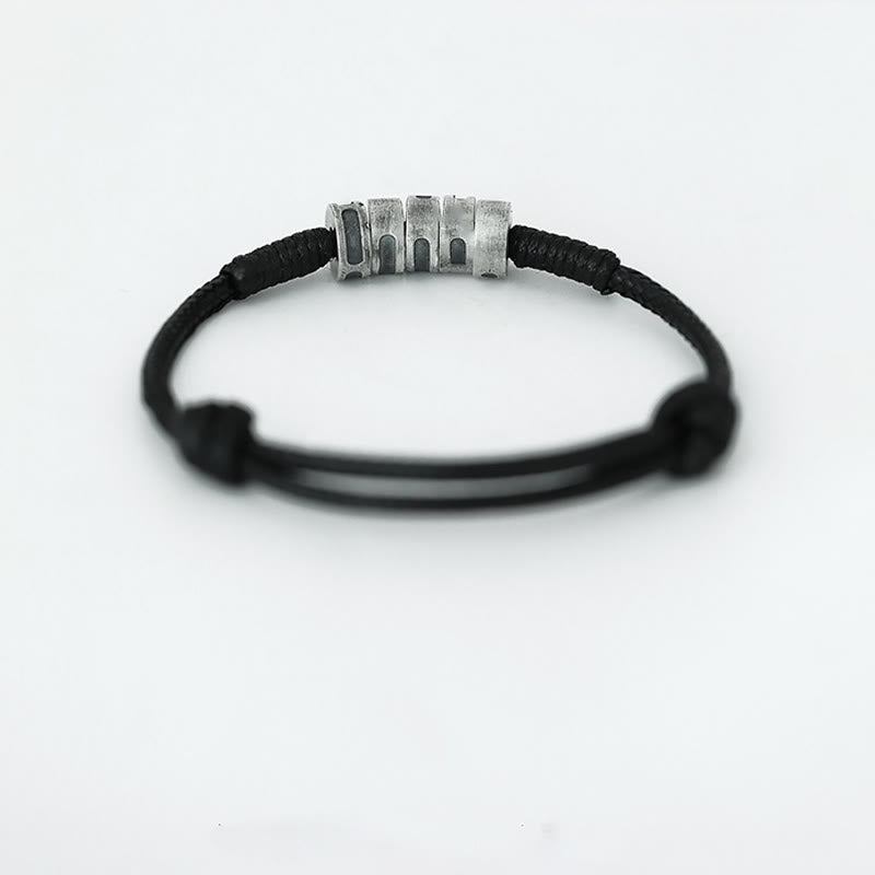 Buddha Stones999スターリングシルバー モールス信号ワックスロープ 祝福ブレスレット