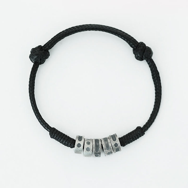Buddha Stones999スターリングシルバー モールス信号ワックスロープ 祝福ブレスレット