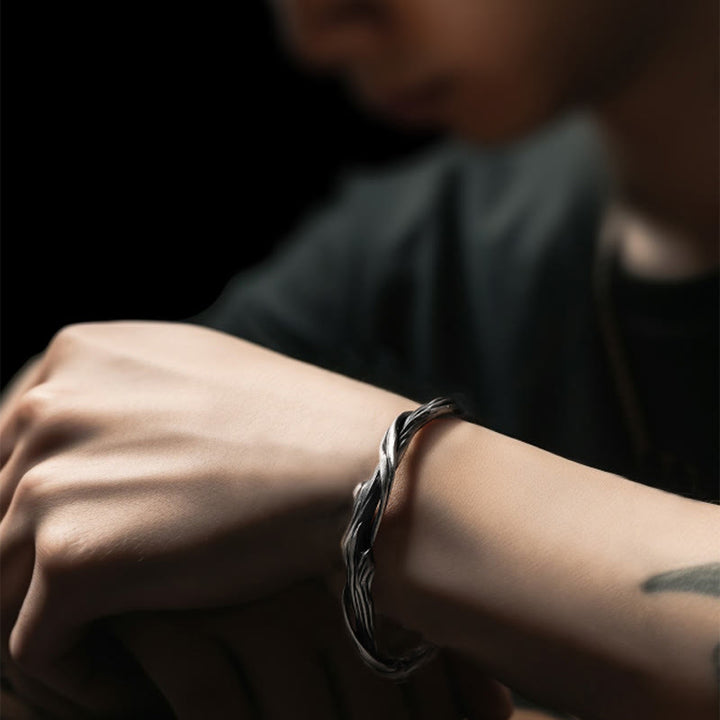 Buddha Stones999スターリングシルバー 流木カフブレスレット バングル