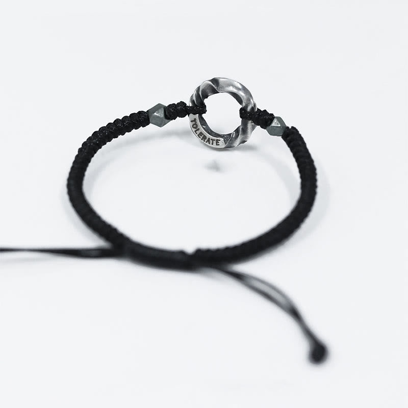 Buddha Stones999スターリングシルバー ピースバックル ブラックワックスローププロテクションブレスレット