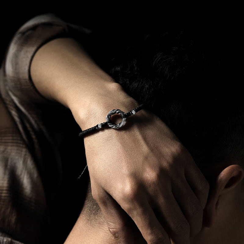 Buddha Stones999スターリングシルバー平和のお守りチャームブラックワックスロープ守護ブレスレット - image 15