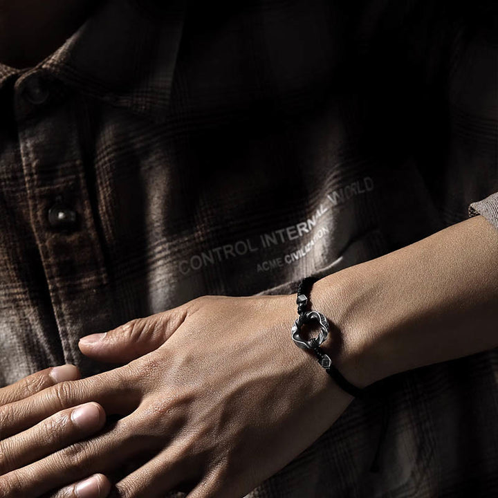 Buddha Stones999スターリングシルバー平和のお守りチャームブラックワックスロープ守護ブレスレット - image 14