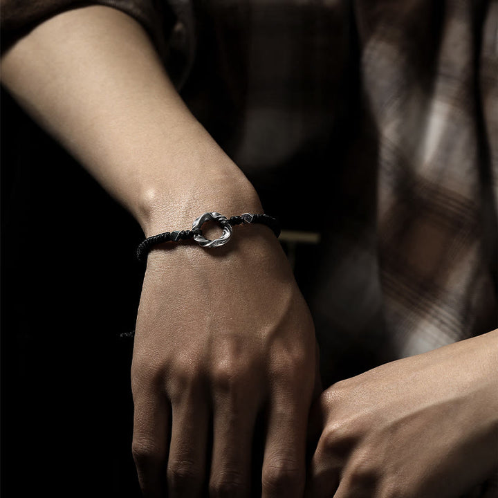 Buddha Stones999スターリングシルバー平和のお守りチャームブラックワックスロープ守護ブレスレット - image 16