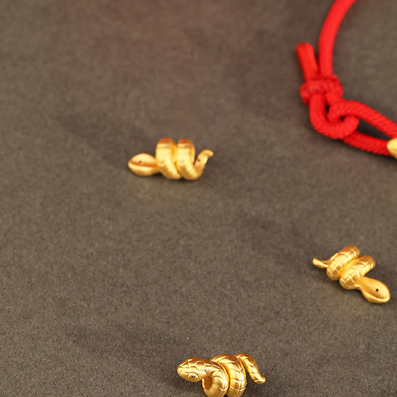 Buddha Stones999ゴールド 蛇年デザイン 手作り 幸運のお守り ロープ編みブレスレット