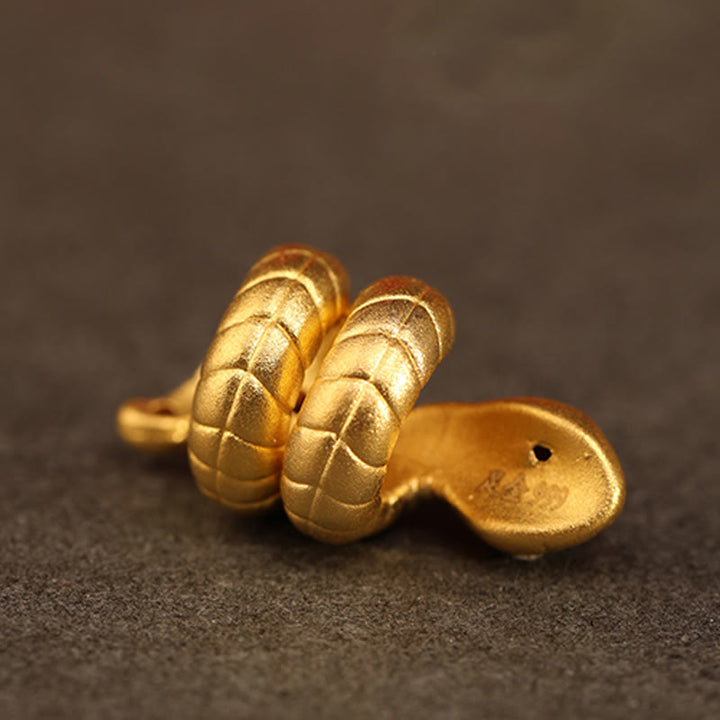 Buddha Stones999ゴールド 蛇年デザイン 手作り 幸運のお守り ロープ編みブレスレット