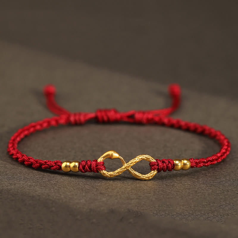 Buddha Stones999 ゴールド 蛇年 永遠のエンドレスノット インフィニティ ハンドメイド 幸運ブレスレット