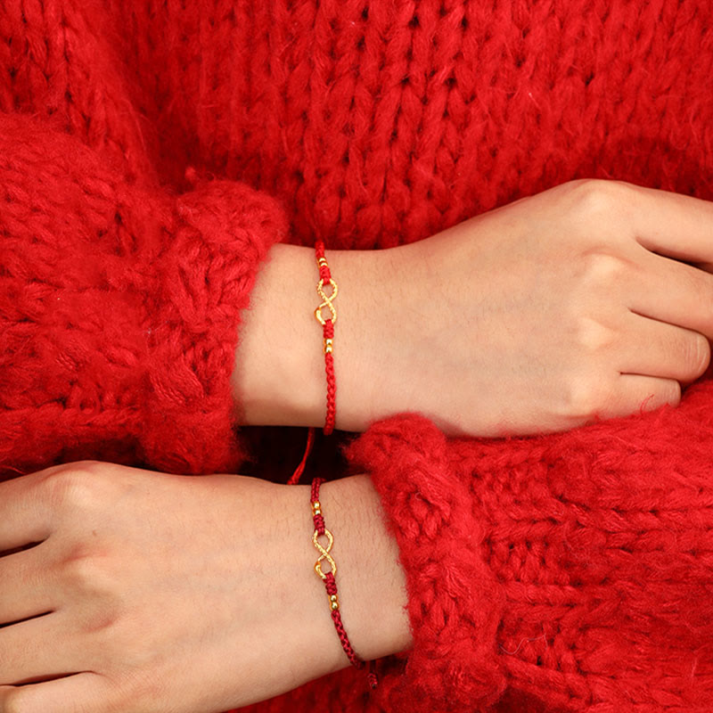 Buddha Stones999 ゴールド 蛇年 永遠のエンドレスノット インフィニティ ハンドメイド 幸運ブレスレット