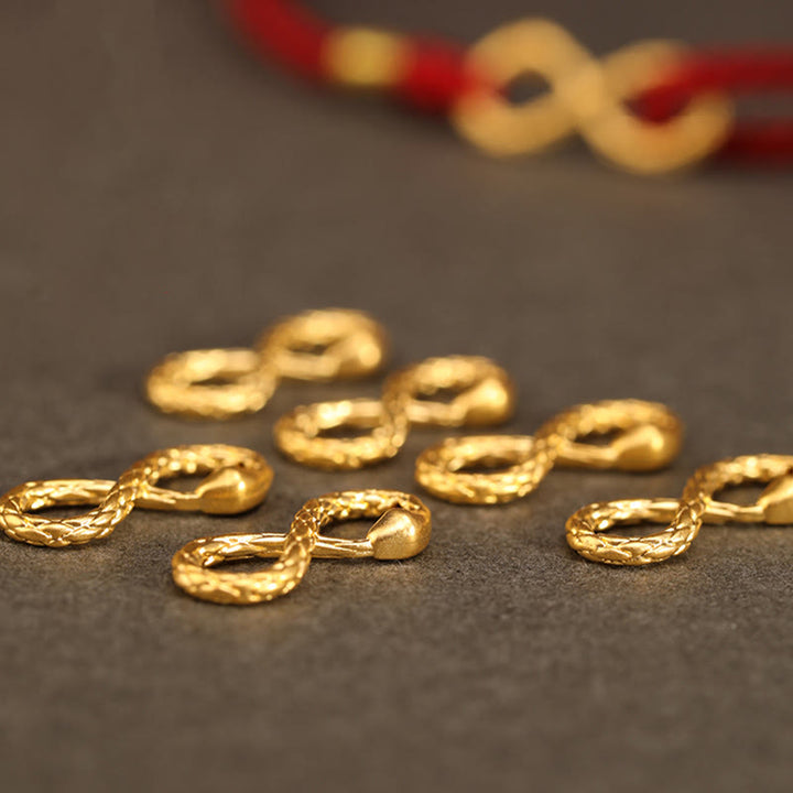 Buddha Stones999 ゴールド 蛇年 永遠のエンドレスノット インフィニティ ハンドメイド 幸運ブレスレット