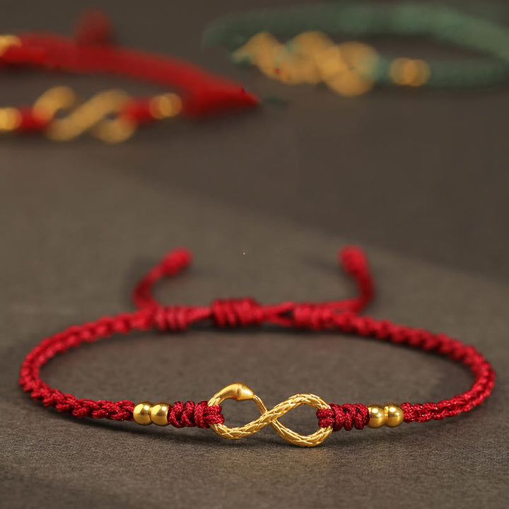 Buddha Stones999 ゴールド 蛇年 永遠のエンドレスノット インフィニティ ハンドメイド 幸運ブレスレット