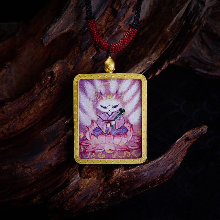 Buddha Stonesチベット ザキラム 九尾の狐 黄色の富の神 タンカ 希望のネックレス ペンダント - 九尾の狐 - image 2