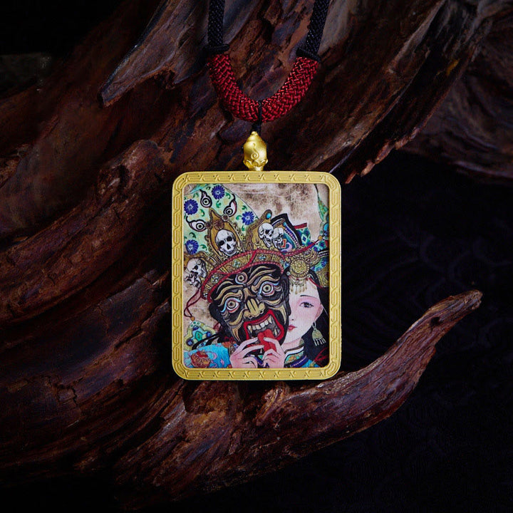 Buddha Stonesチベット ザキラム 九尾の狐 黄色の富の神 タンカ 希望のネックレス ペンダント - 過去と現在の人生 - image 6