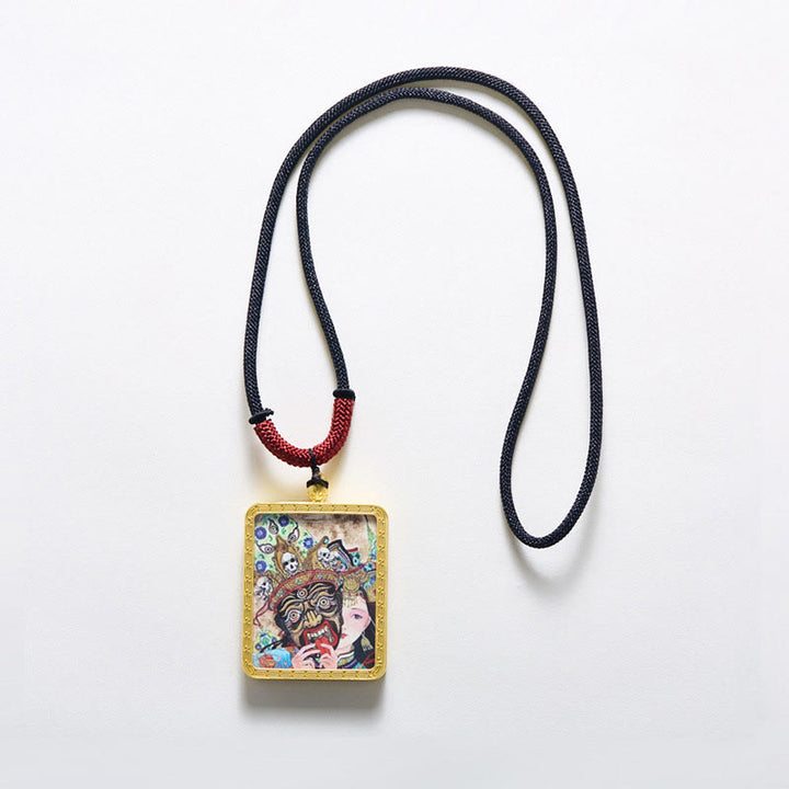 Buddha Stonesチベット ザキラム 九尾の狐 黄色の富の神 タンカ 希望のネックレス ペンダント - image 8