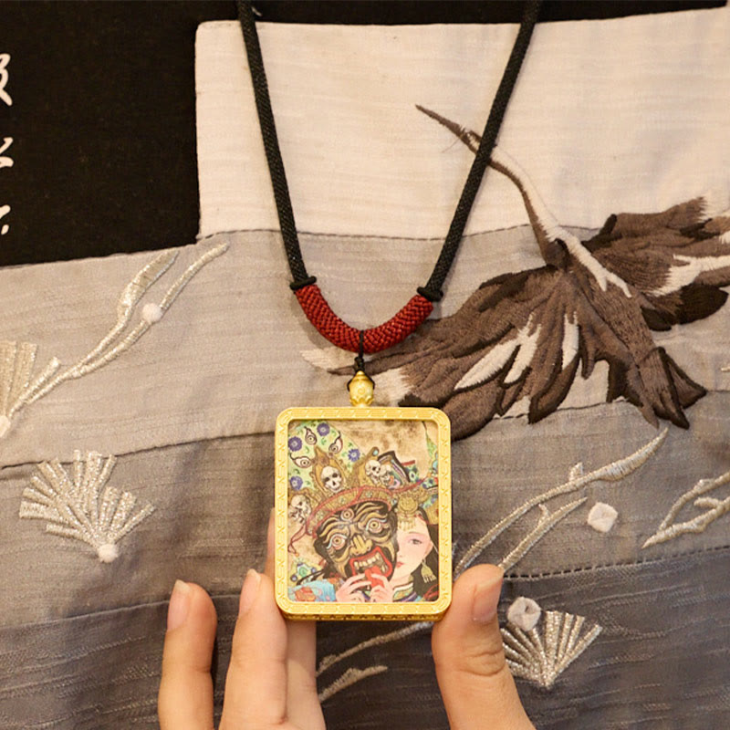 Buddha Stonesチベット ザキラム 九尾の狐 黄色の富の神 タンカ 希望のネックレス ペンダント - image 7