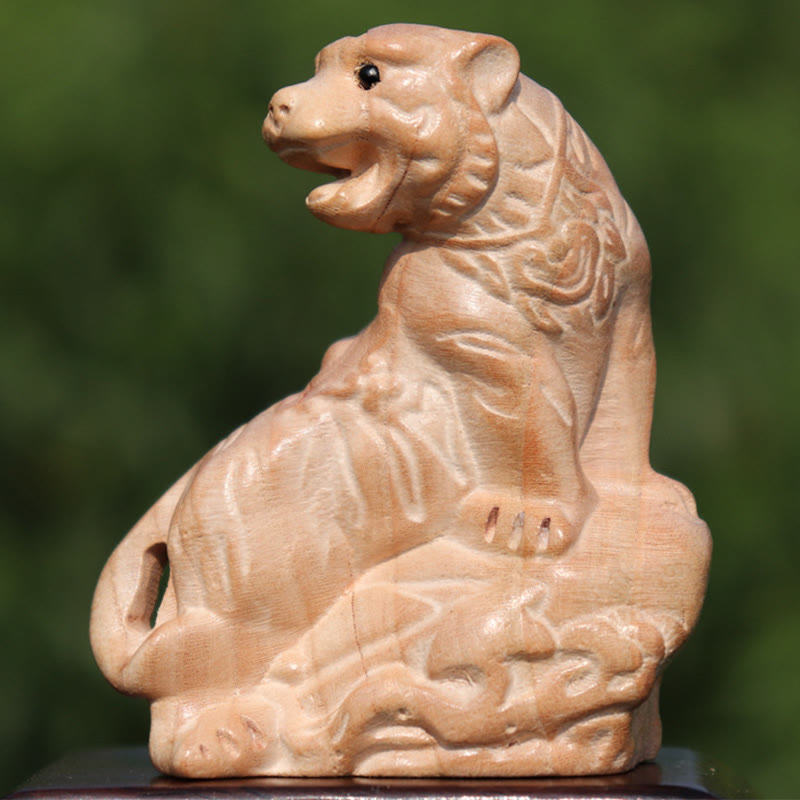 Buddha Stones年 十二支 福の字 桃の木 仏像 家の装飾 - 山を登るトラ - 高さ11.5cm - image 14