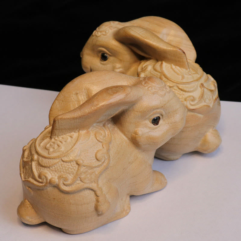 Buddha Stones年 十二支 福の字 桃の木 仏像 家の装飾 - 一福キャラクターウサギ - 高さ11.5cm - image 19