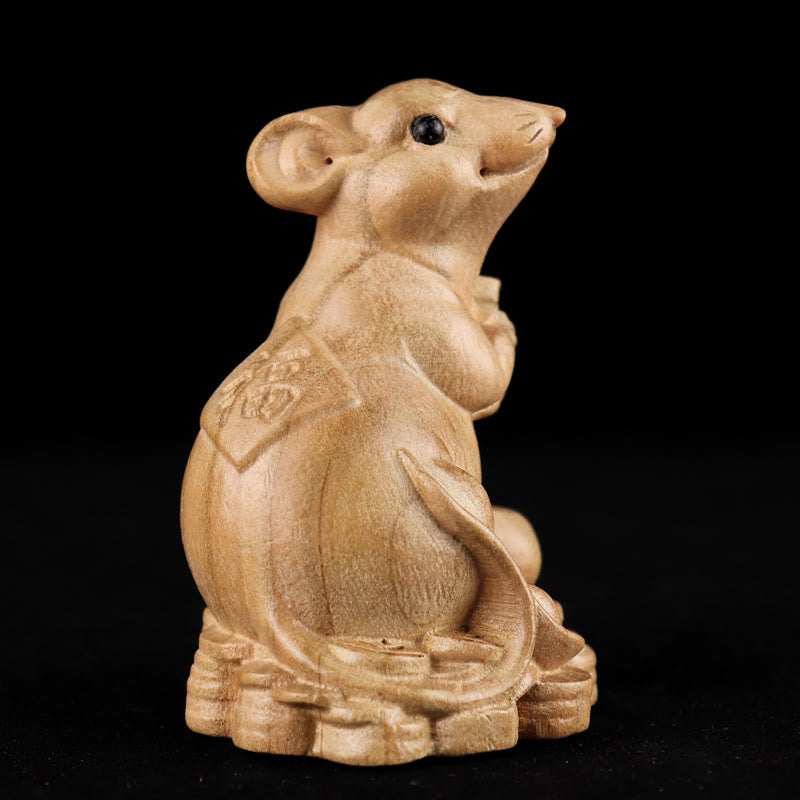 Buddha Stones年 十二支 福の字 桃の木 仏像 家の装飾 - 福の字 ネズミ - 高さ11.5cm - image 6