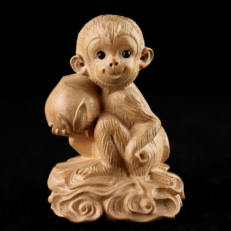 Buddha Stones年 十二支 福の字 桃の木 仏像 家の装飾 - モンキーピーチ（左右ランダム） - 高さ11.5cm - image 25
