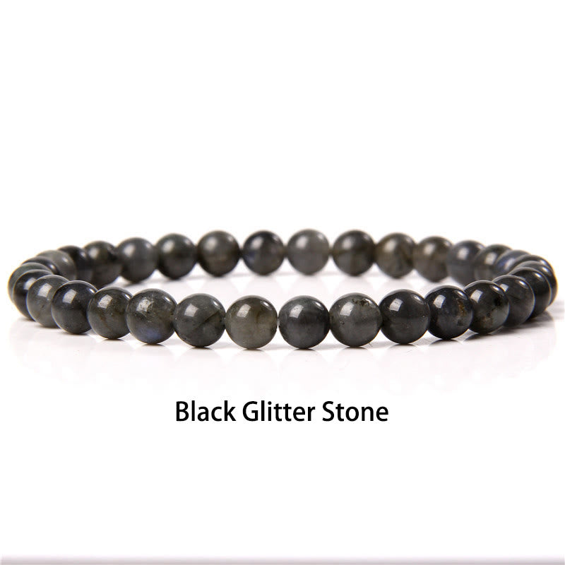 Buddha Stones6mm 各種石 クリスタル ブラック グリッター ストーン レッド タイガーアイ ビーズ 守護ブレスレット