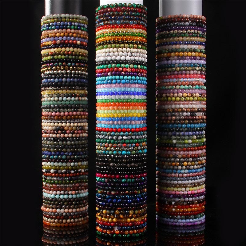 Buddha Stones6mm 各種石 クリスタル ブラック グリッター ストーン レッド タイガーアイ ビーズ 守護ブレスレット