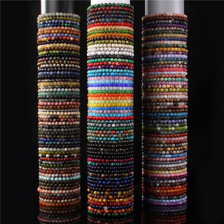 Buddha Stones6mm 各種石 クリスタル ブラック グリッター ストーン レッド タイガーアイ ビーズ 守護ブレスレット
