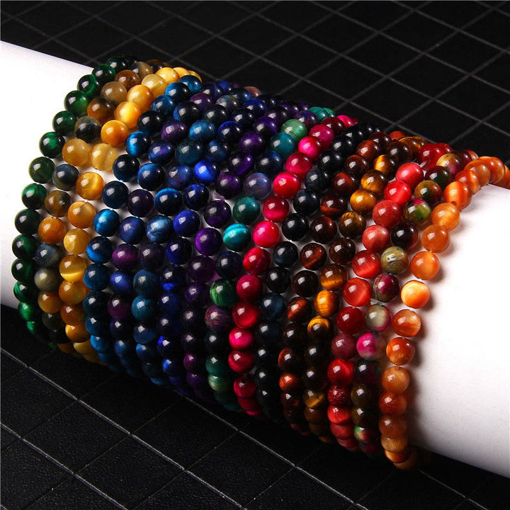 Buddha Stones6mm 各種石 クリスタル ブラック グリッター ストーン レッド タイガーアイ ビーズ 守護ブレスレット