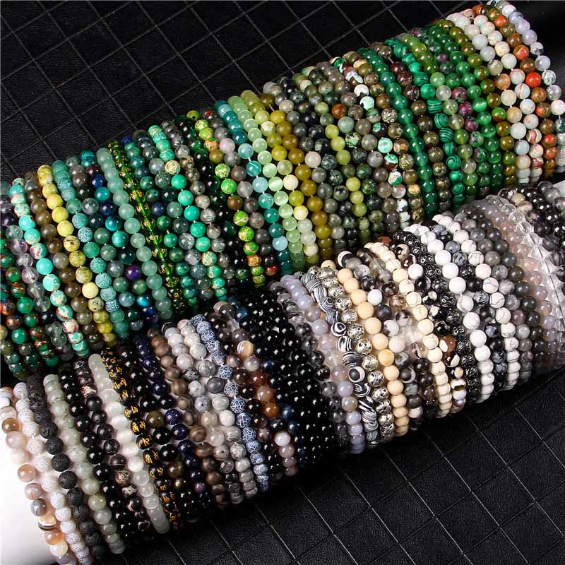 Buddha Stones6mm 各種石 クリスタル ブラック グリッター ストーン レッド タイガーアイ ビーズ 守護ブレスレット