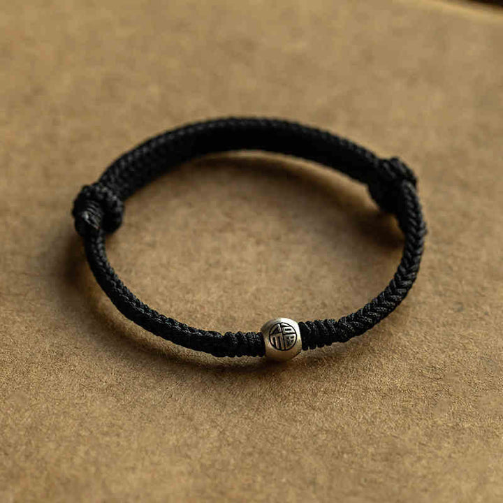 Buddha Stonesハンドメイドストリング 925 スターリングシルバー フービーズ編み込みフォーチュンブレスレット