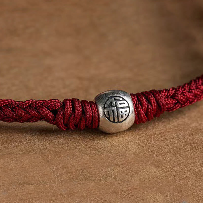 Buddha Stonesハンドメイドストリング 925 スターリングシルバー フービーズ編み込みフォーチュンブレスレット