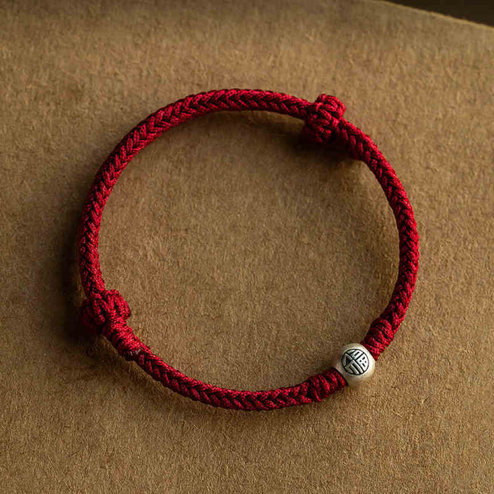 Buddha Stonesハンドメイドストリング 925 スターリングシルバー フービーズ編み込みフォーチュンブレスレット